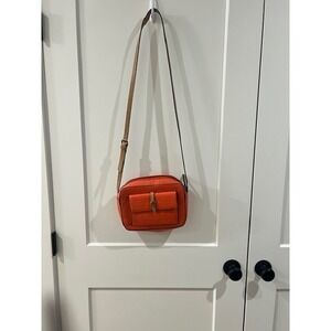 St Johns Bay Women Orange Textured Crossbody Bag Camera Purse Front Pocket